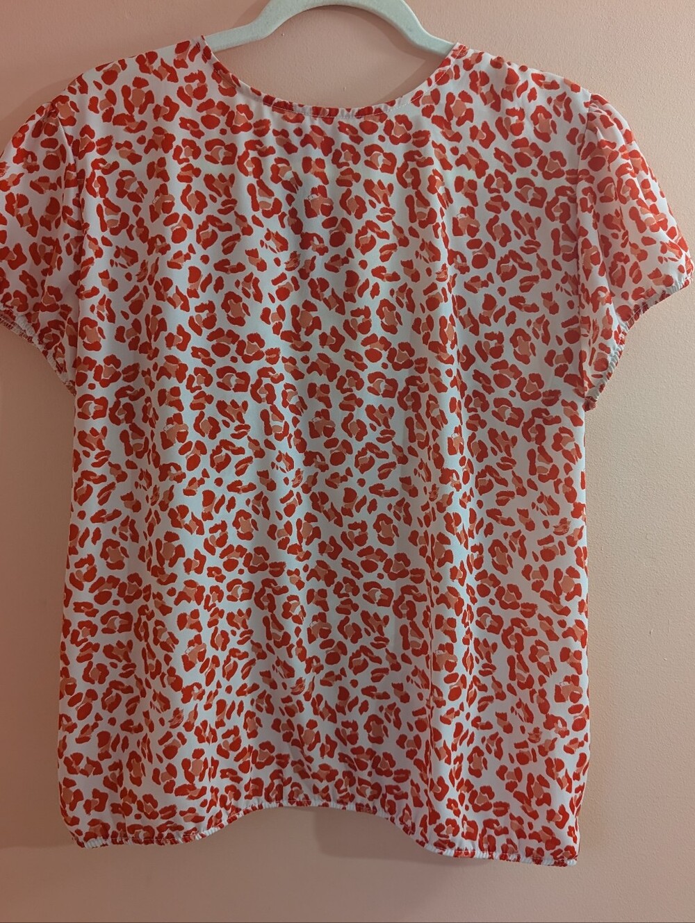 Sweet Pea White Top with Red Orange Spot Print